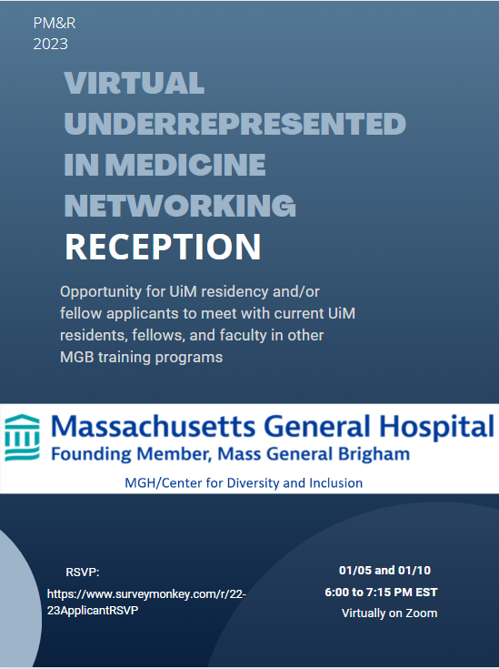 HarvardSRH_PMR's tweet photo. 📢Attn: Applicants

Center for Diversity &amp; Inclusion (CDI) networking receptions allow UiM residency applicants to connect with current UiM residents, fellows, and faculty, as well as UiM applicants in other MGB training programs in an informal setting. We hope to see you there! https://t.co/Y2m83QbCNv