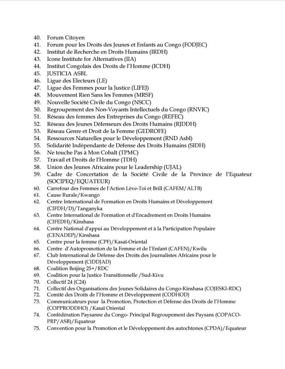acajasbl's tweet photo. 150 ONG demandent au Conseil de Sécurité des Nations Unies de sanctionner le Rwanda et l’Ouganda, après la publication du rapport de ses experts; et au Procureur de la CPI d’amorcer une enquête sur les crimes graves commis à l’Est de la RDC. ⁦⁦@KapiambaGeorges⁩ https://t.co/LBOvPpXGi6