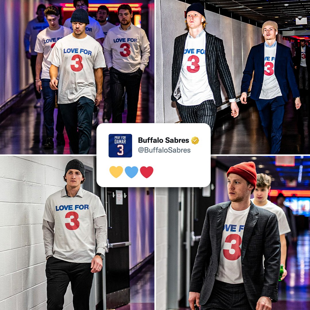 Sabres Wear “Love For 3” Shirts to Honor Bills' Damar Hamlin Ahead Of  Capitals Game; Moment of Silence to Be Held Pregame