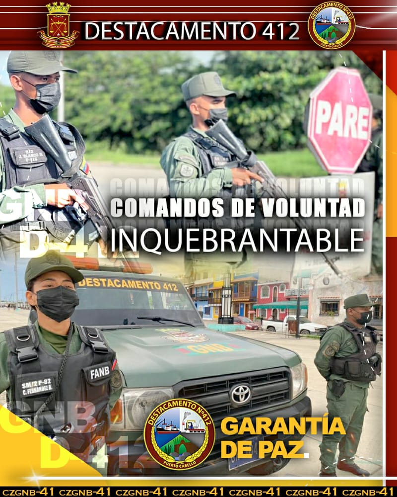 2daciaM's tweet photo. #03Ene ¡Somos Garantes de Paz! Nuestros Centinelas Permanentes de la Patria, hoy más que nunca con voluntad inquebrantable, firmes al servicio del pueblo y en la defensa de la Patria.
#GNB #FANB
#PazYConvivencia https://t.co/Az0jK0Z1SC