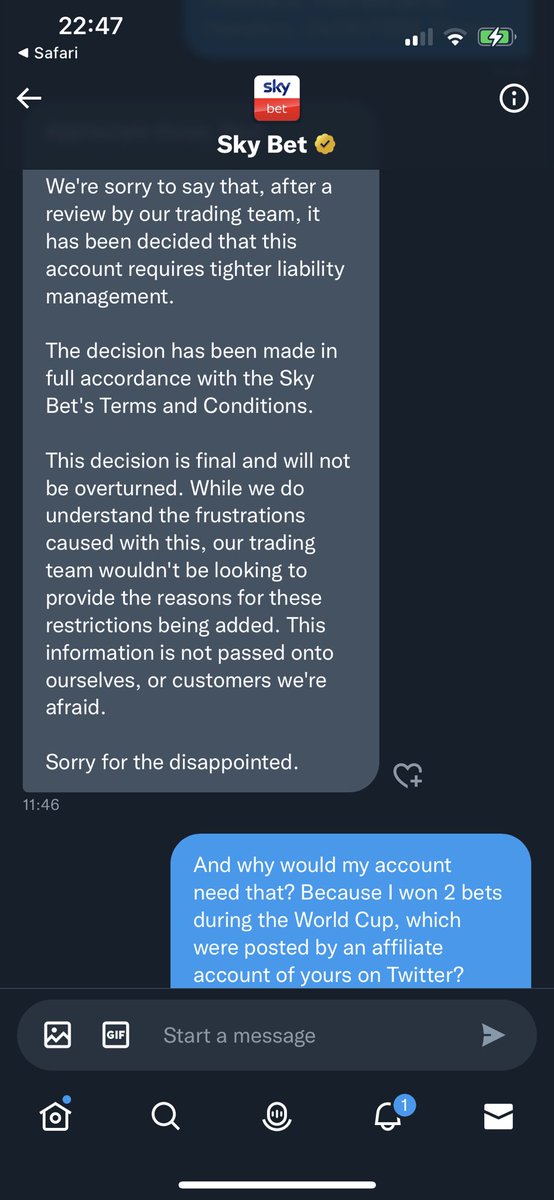 paulhamilton89's tweet photo. @Theestateagentn @FootyAccums This is what they said to me. I only had £5 on the 2 World Cup winners so doesn’t make sense https://t.co/7BJJtTBUb0