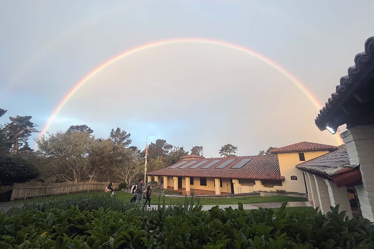 We had a double rainbow to welcome students back from break this morning! 🌈🌈 #CAwx #monterey