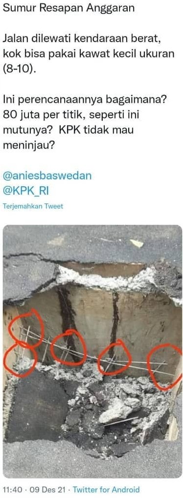 kampret_hunter's tweet photo. @balilandscaping @addiems Beritanya ada di Kompas, Detik, dll, dan kalau kita lewat di jalan2 Jkt dapat kita temui dg mudah fakta bhw sumur resapan itu adalah proyek bodoh &amp; gagal si wan ambruk yohAnies. Alergi fakta ya drun?
Yg berhasil dari sumur itu cuma nyerap anggaran 440M, wow https://t.co/sZVsa9SLyn