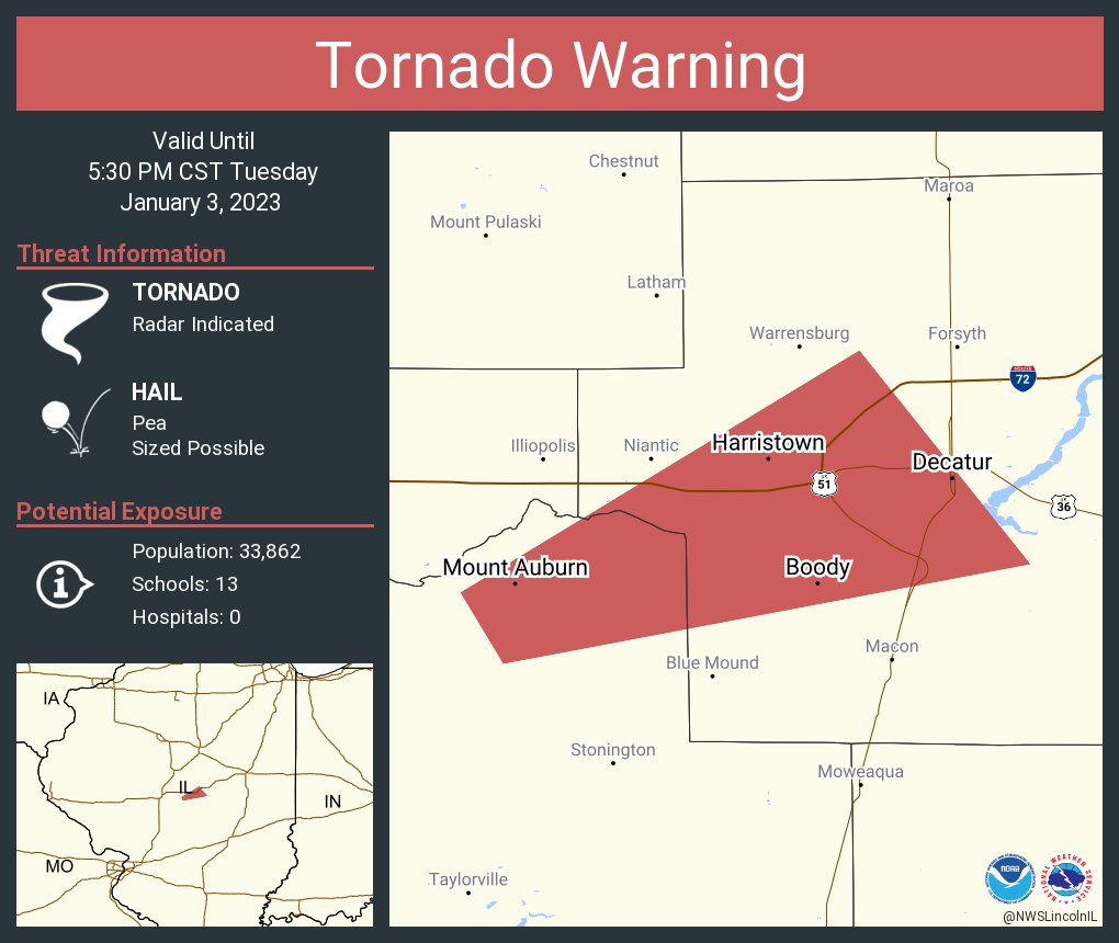 NWS Tornado on Twitter "Tornado Warning including Decatur IL