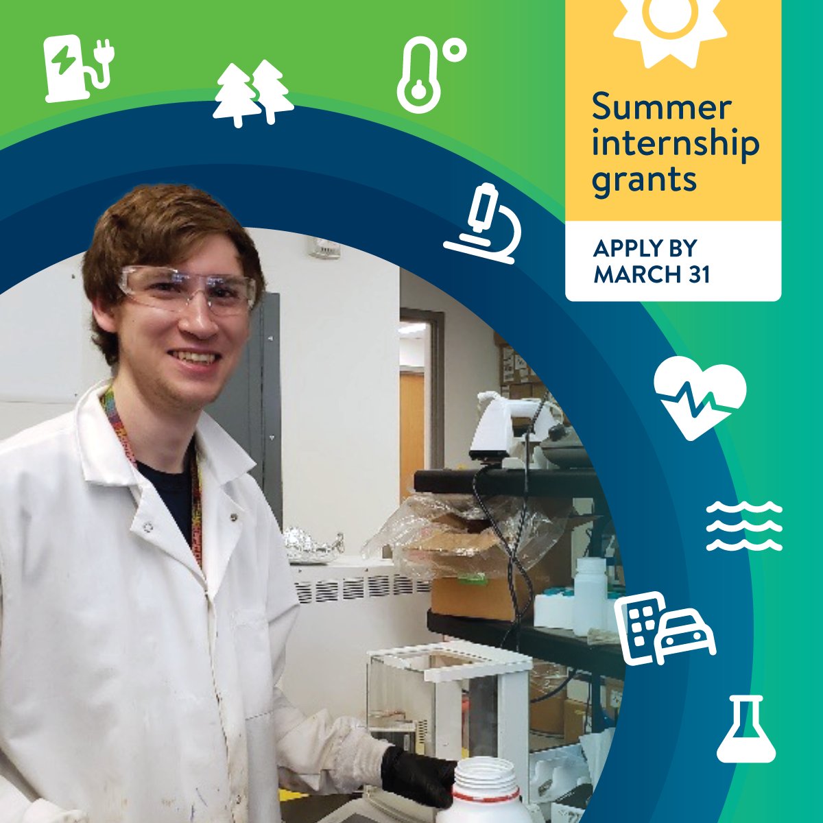Our #GreenChemistry &amp; #Engineering internship grants help businesses advance their green practices! 🧪 Past recipient @ClarosTech hired <a href="/Macalester/">Macalester College</a> grad Conor Broderick to help enhance the effectiveness of its PFAS-capturing technology. Apply by March 31: bit.ly/3VaNoWu