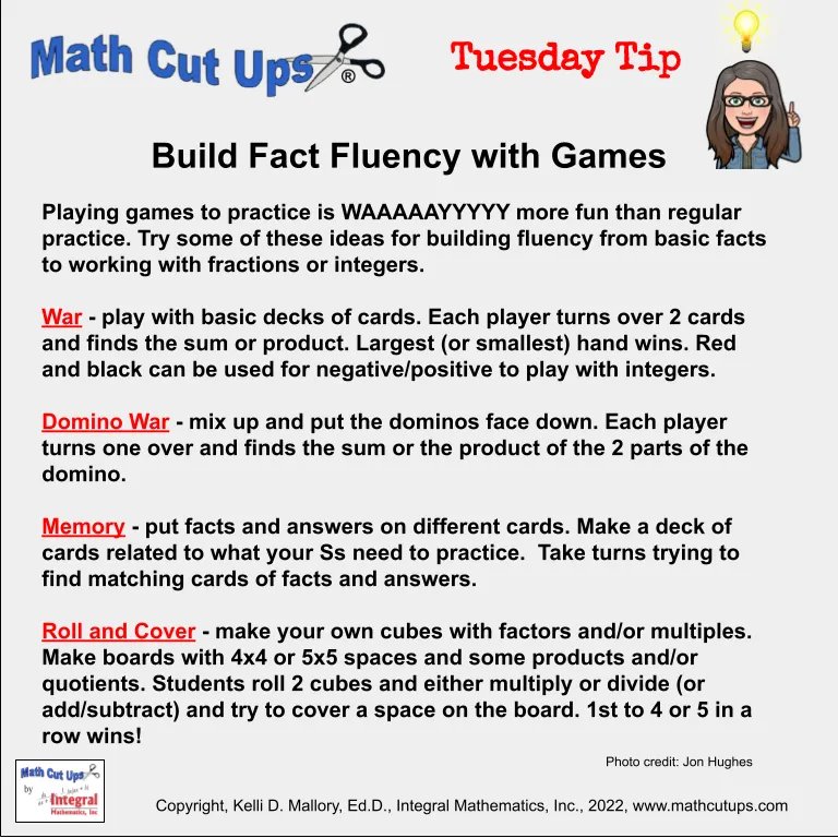 Mathcutups's tweet image. Today&apos;s Tues Tip 💁🏻‍♀  is on some game ideas to help build fact fluency.

#teacher #teaching #teacherlife #mathteaching #mathteacher #handsonmath #mathactivities #mathcenters #mathstations #mathgames #texasmathteacher #teacherspayteachers #teachersfollowteachers