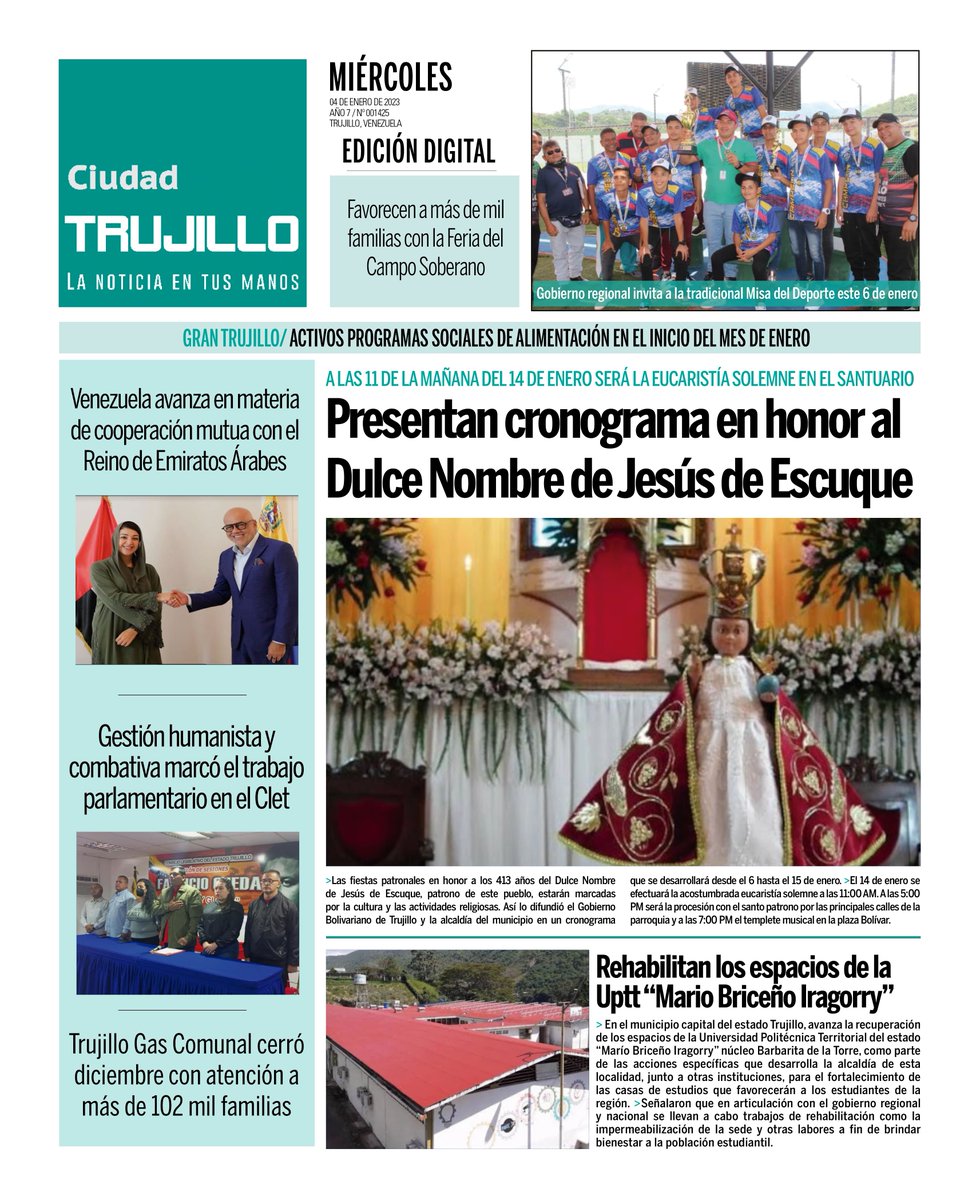 CiudadTRU's tweet photo. #FelizMièrcoles Esta es nuestra portada de hoy #04Enero
¡La noticia en tus manos! https://t.co/6I7dmM22zv