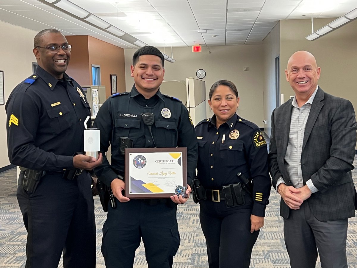 Congratulations to South Central Neighborhood Police Officer Eduardo Lopez Villa for being selected as the Community Operations Employee of the Month. A Dallas native, Officer Lopez Villa works daily to give back to the community he calls home.