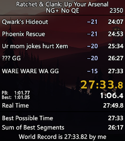 Xemmypoo's tweet image. 2.5 years ago, I put this category down. There was a part of me that believed that I'd never come back, and that I certainly would never hold WR in this again.

Today, Jan 3, I got UYA NG+ no QE wr back :)