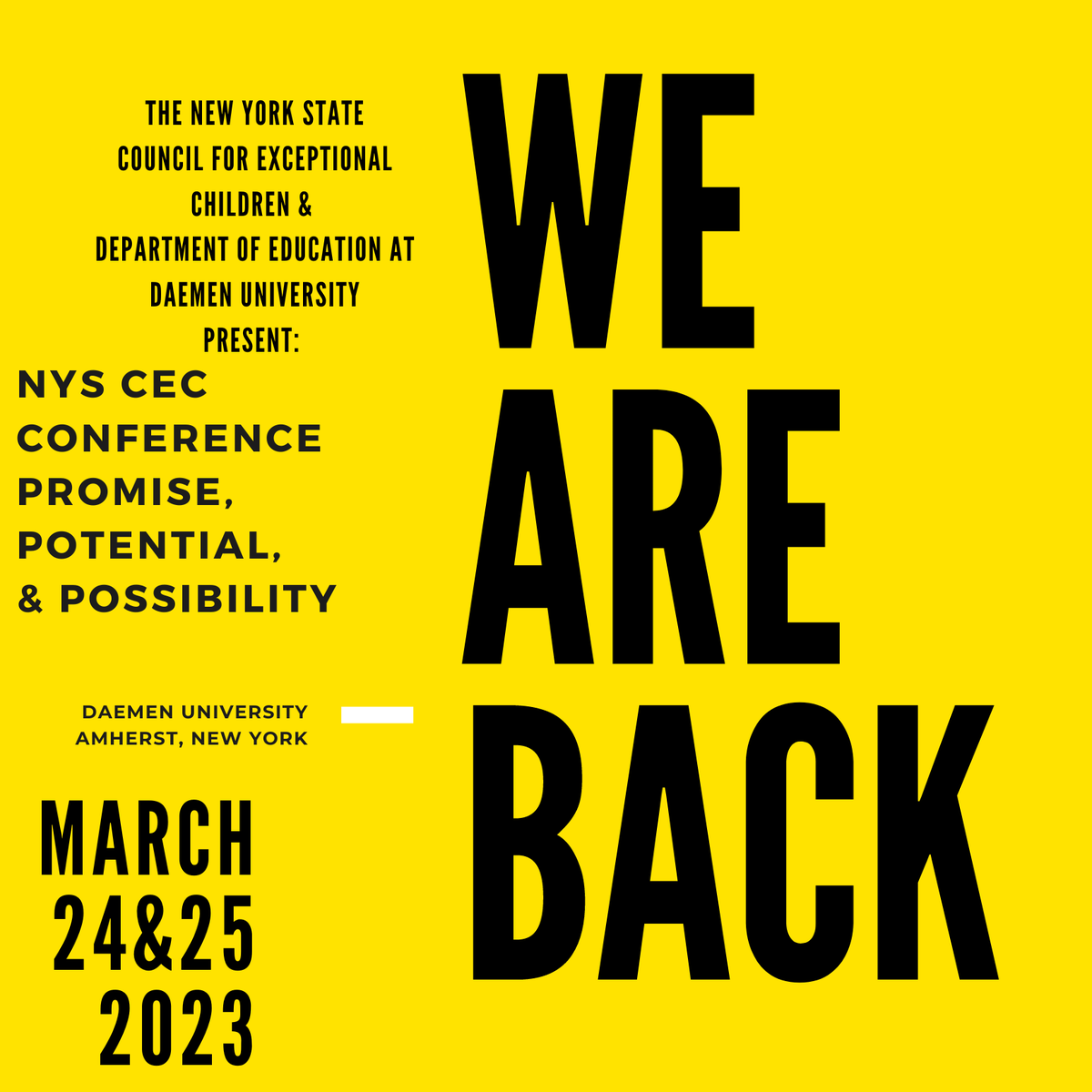 NYS_CEC's tweet photo. Save the Date for NYS CEC 2023 Conference

Registration coming soon....

Student Presenters submit your poster presentation proposals deadline extended till February 1st https://t.co/Z3s6v1Jf6G https://t.co/Xwq7lixpLD