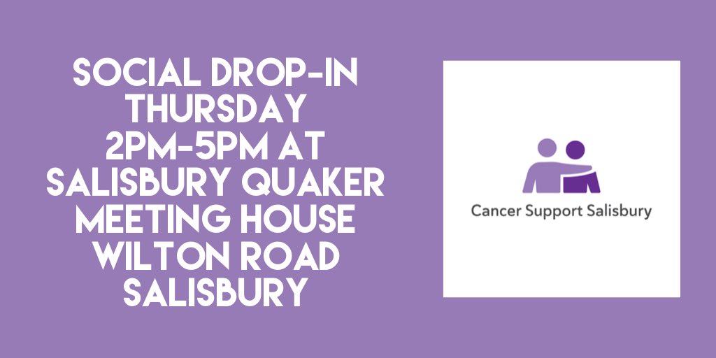 Happy New Year! We are back for social Drop-In on Thursday between 2pm & 5pm. Pop in for an afternoon cuppa and say hi. #cancersupportsalisbury #strongersidebyside #salisbury