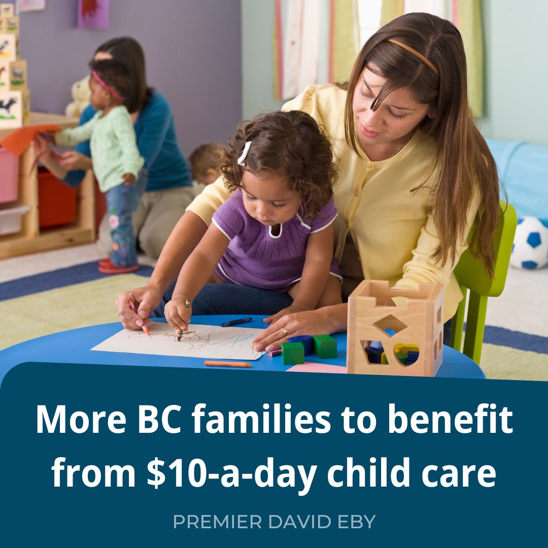 Parents deserve access to affordable, high-quality child care. This month, we’re welcoming more than 1,375 child care spaces into the $10 a Day ChildCareBC program. This will help BC families save thousands of dollars a year, and will also benefit our communities.