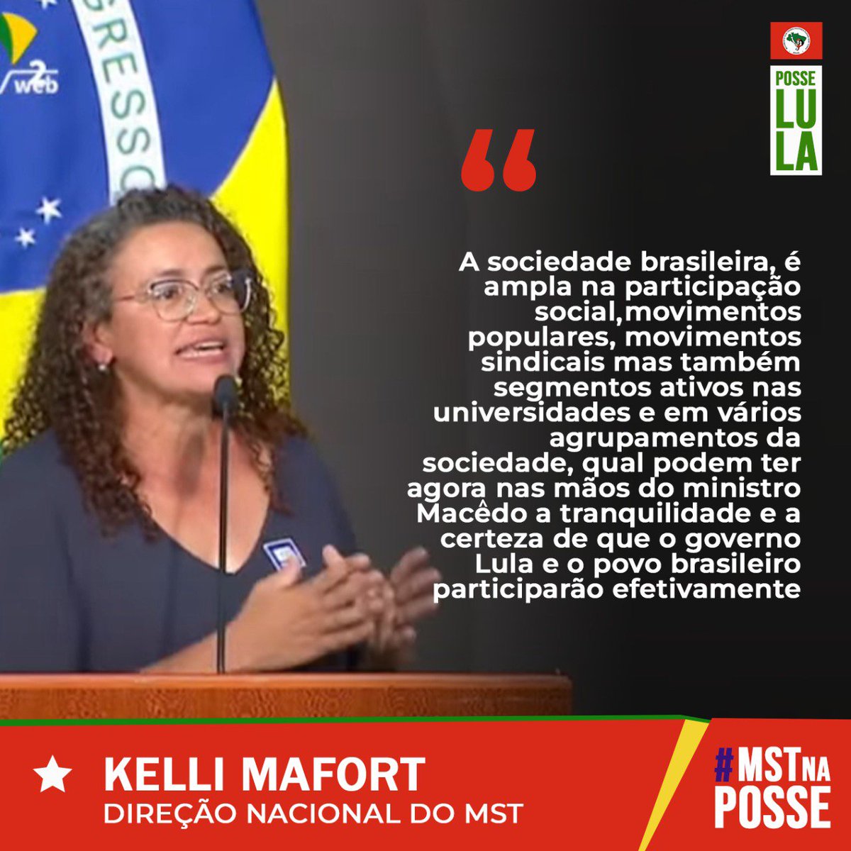 MST_Oficial's tweet photo. 🚩A dirigente nacional do MST Kelli Mafort, representando a Executiva do Conselho de Participação Social da transição governamental, ressaltou que "estamos entendendo que a Secretaria Geral da Presidência é casa do povo", durante a posse de Márcio Macedo.
👀 Confira
#MSTnaPosse https://t.co/g38YRwcoKb
