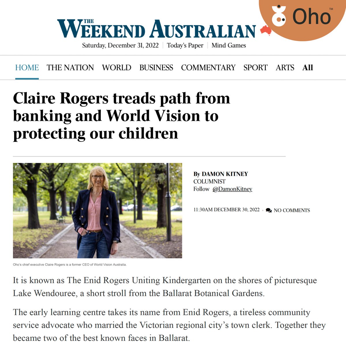 Oho is a Tech Leader Protecting the Young. Read about Oho CEO Claire Rogers, her path to leadership, and her contribution to creating a safer society with Oho’s revolutionary software. 
theaustralian.com.au/business/leade…