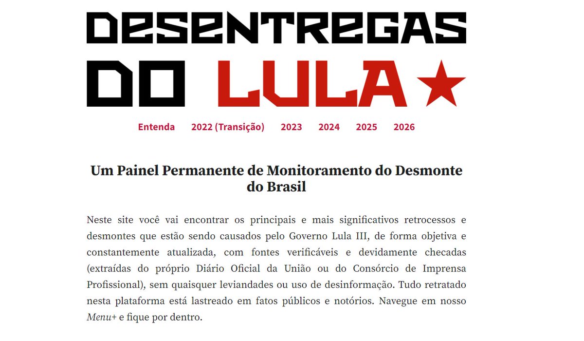 desentregaslula's tweet photo. ESTAMOS NO AR!

Acesse: https://t.co/FSHOzCX7lV

Um Painel Permanente de Monitoramento do Desmonte do Brasil https://t.co/w8NgPkokKL