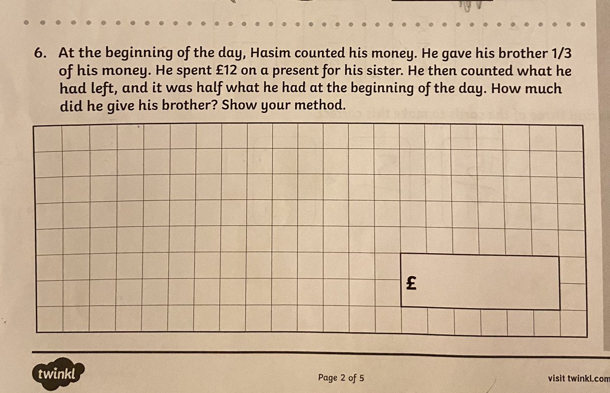 So #Maths to 18 for schoolchildren is Rishi Sunak’s plan. 

But, genuinely, maths is hard for some of us…

This👇my 10 year old daughter’s maths homework, had me stumped: