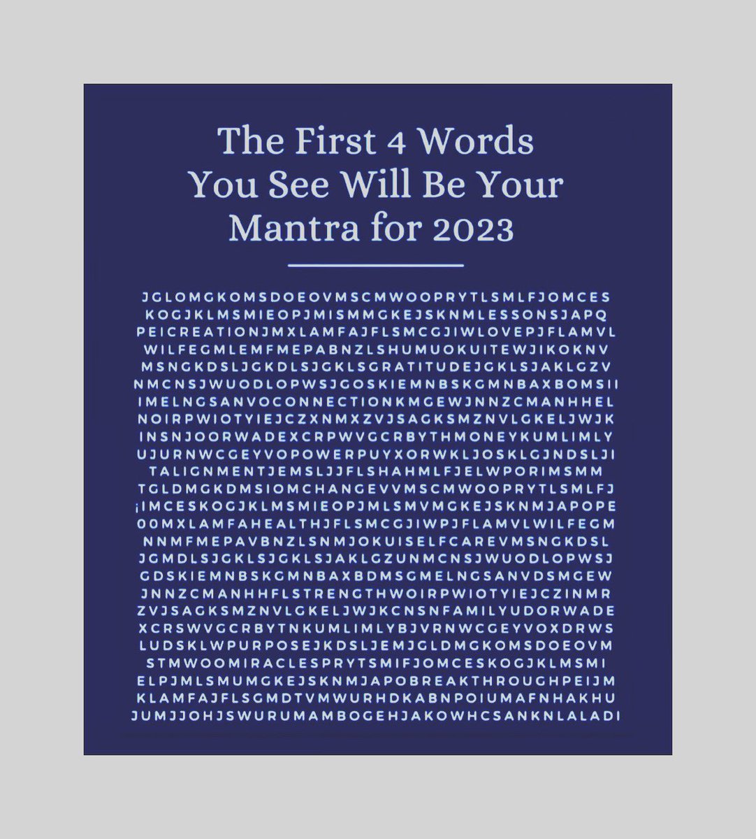 In the quest to have more fun in 2023, what are the first four words you see? Let me know below 👇. 

Where your focus is your eyes will go!