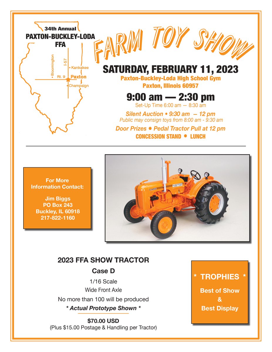 PBLFFA's tweet photo. Mark your calendars! The 34th Annual PBL FFA Farm Toy Show will be held on Saturday, February 11. https://t.co/TCncskwese