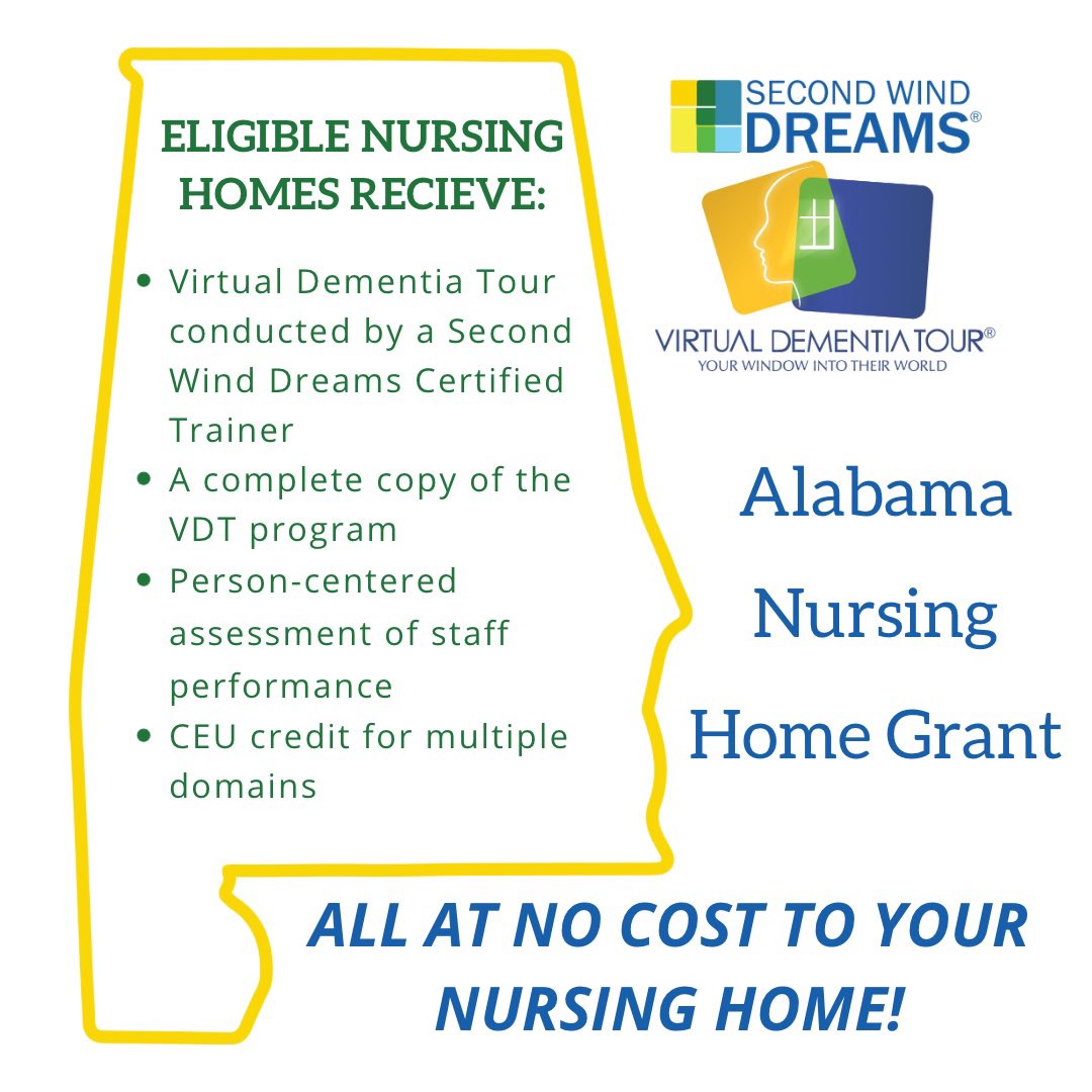 Our AL grant is actively accepting applications from skilled nursing homes. Nursing homes will be eligible for a complete VDT program and a free VDT. Do not miss this opportunity! Apply at secondwind.org/nursing-home-g….  For more info email grants@secondwind.org.