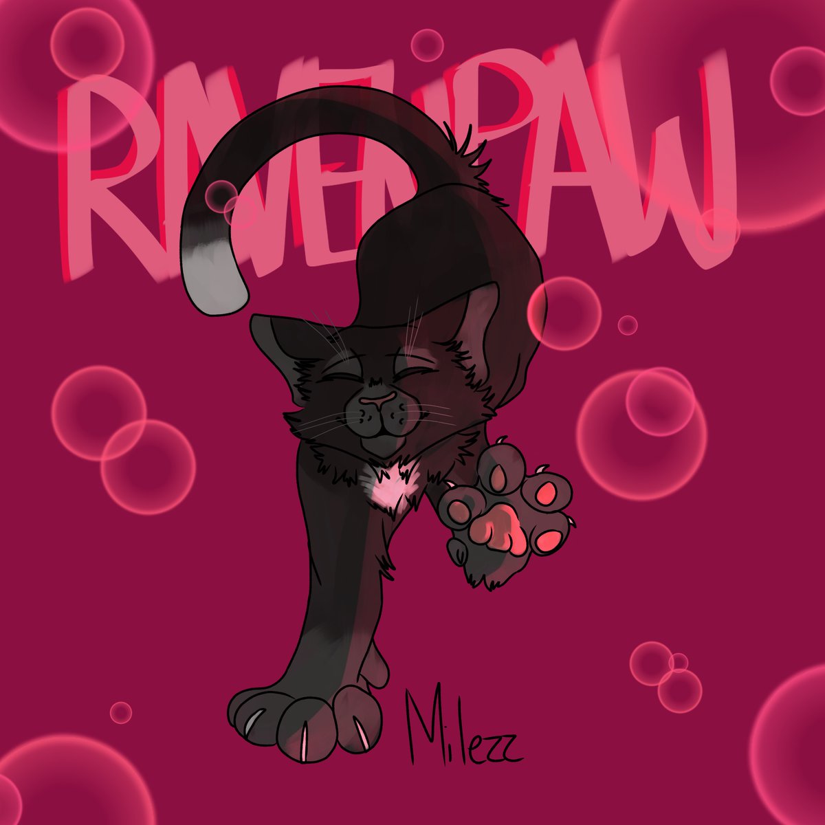 Milezz_ya's tweet photo. Is anyone else a Ravenpaw fan? I know I am 🤩! Bubble and no bubbles, couldn't decide if I liked having too much or not enough empty space. #warriorcats https://t.co/M2OL7MGZ2H