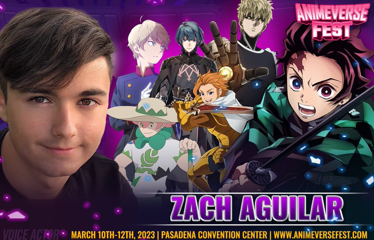 AnimeVerse Fest (@animeversefest) on Twitter photo We are excited to welcome back <a href="/airzach/">Zach Aguilar</a> to AnimeVerse Fest 2023! Get your tickets today! #demonslayer #onepunchman #genshinimpact animeversefest.com We are excited to welcome back <a href="/airzach/">Zach Aguilar</a> to AnimeVerse Fest 2023! Get your tickets today! #demonslayer #onepunchman #genshinimpact animeversefest.com