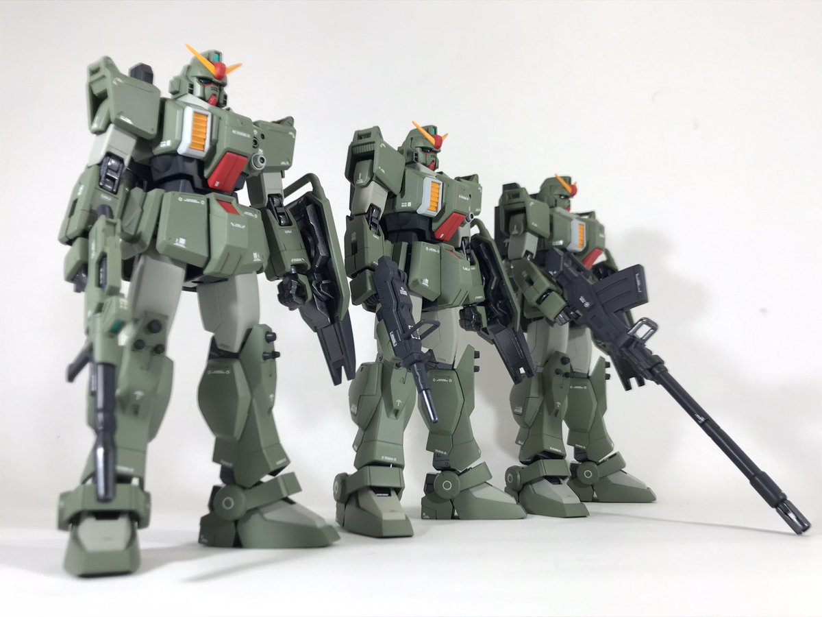 KOSSER8's tweet photo. 陸戦型ガンダム小隊を作ってみました。雪丸さんスミマセン！真似させ頂きました。#yukimaru0131 #陸戦型ガンダム #ガンプラ https://t.co/nmpCXfPZiS
