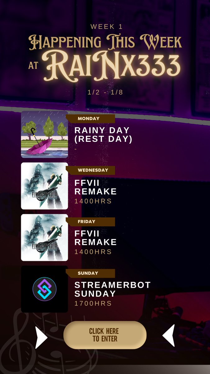 Here’s my schedule this week! First stream of 2023 will starts with the community challenge that was hit last year at 777,777 channel points! See you guys later for more !$&amp;% remake! 😝