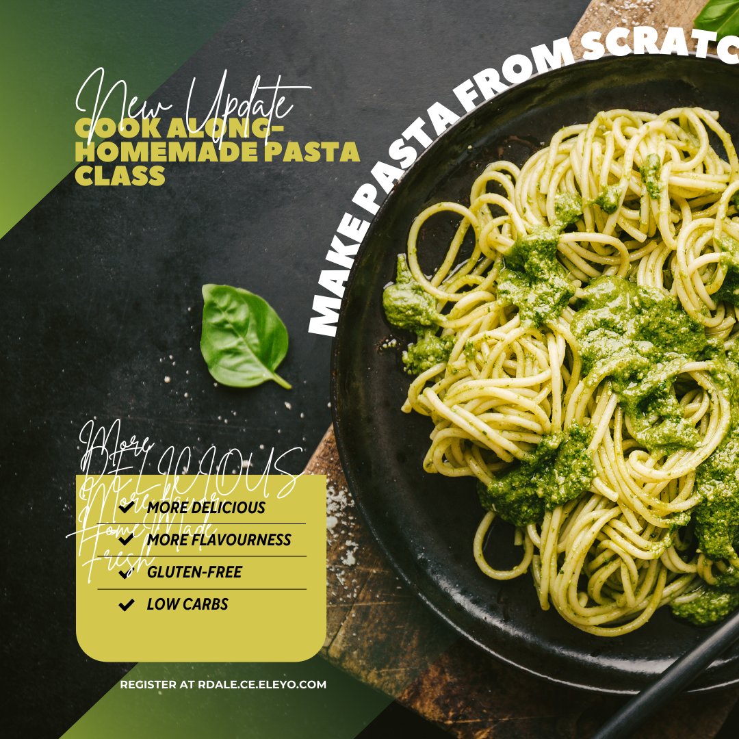 RASCommunityEd's tweet image. Join Chef Bonicelli for her Homemade Pasta  Virtual Class! Enjoy multiple sauces and learn fresh Pasta making skills! 
Register today at ced.rdale.org! (adult enrichment)