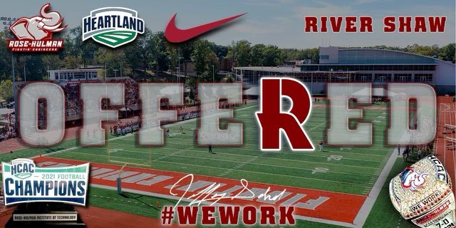 River J Shaw (@rivershaw12) on Twitter photo Super honored to receive an offer to play football at the #1 engineering school in the country <a href="/RoseHulman/">Rose-Hulman</a> Thank you <a href="/CoachCPPearce/">Calvin Pearce 🏈</a> for the huge opportunity! Super honored to receive an offer to play football at the #1 engineering school in the country <a href="/RoseHulman/">Rose-Hulman</a> Thank you <a href="/CoachCPPearce/">Calvin Pearce 🏈</a> for the huge opportunity!