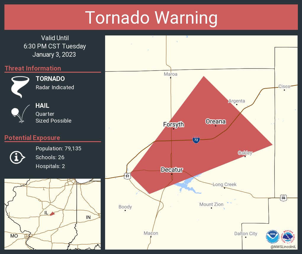 NWS Tornado on Twitter "Tornado Warning including Decatur IL, Forsyth
