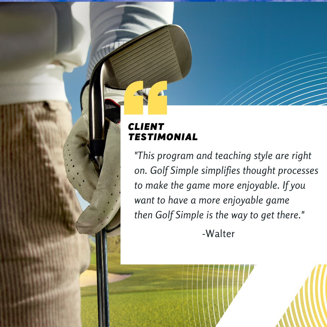 GolfSimple's tweet image. On testimonial Tuesday, Walter shares how Golf Simple's program and tools make it easy to use, which creates an enjoyable experience!
#clienttestimonial #testimonialtuesday #review #golf #golfer #golfing #golflife #golfstagram