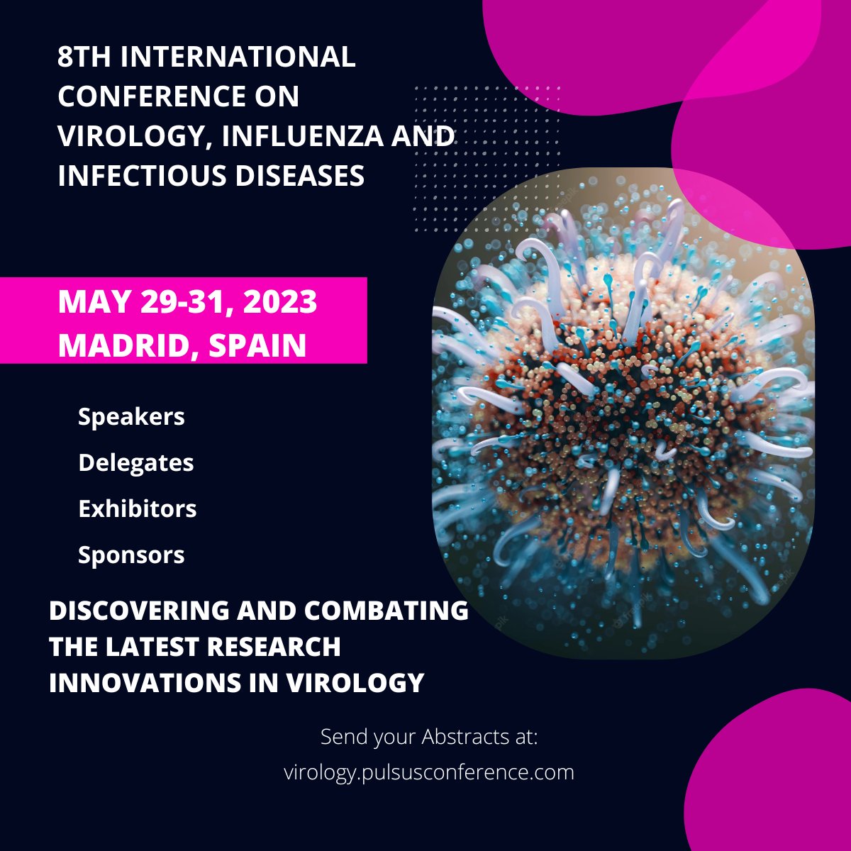 JordanD01835552's tweet photo. Come gather at the biggest virology event of the year.
Register as a speaker, delegate.....

website: https://t.co/vRu8xHRjFP

#virology  #pathology  #microbiology  #oncology  #virologist #molecularbiology  #viral  #virology2023 #virologyconference #covid19
#influenza  #infection https://t.co/iSK0dJkeQT