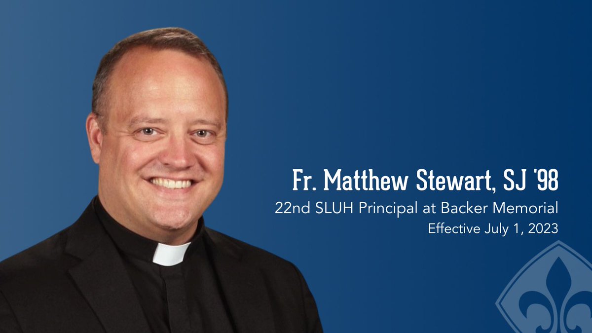 sluhjrbills's tweet photo. We are pleased to announce Fr. Matthew Stewart, SJ ‘98 has been selected to serve as the next Principal of St. Louis U. High, beginning July 1, 2023. Learn more: https://t.co/qJJ7siBMW7 @JesuitsUCS #AMDG #JSNNews https://t.co/NVyfz7jU9N