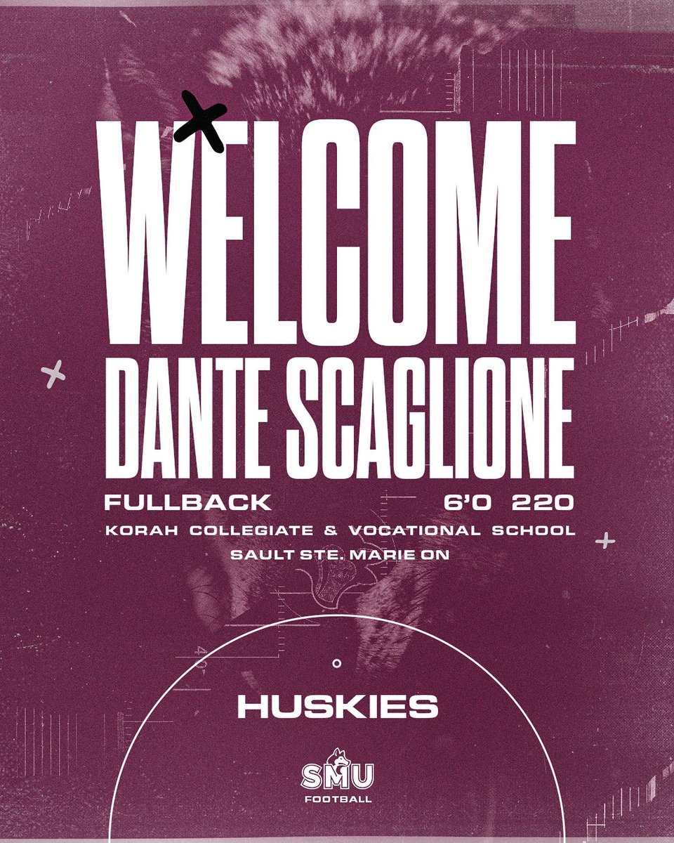 smuFTBL's tweet photo. Welcome to the family Dante ! Beast of a young man out of Sault Ste. Marie, ON and the always impressive Korah Football program.  Dante is a force to be reckoned with and a huge addition for the Huskies https://t.co/YhPfXrRANQ