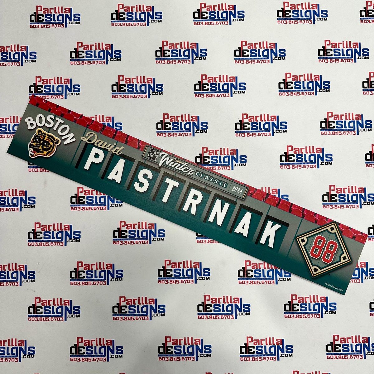 parilladesigns's tweet photo. Happy New Year from the 2023 NHL Winter Classic | Proud to design, print and supply the Locker Nameplates and Helmet Decals for the Boston Bruins. 

Thank you Boston Bruins equipment staff for your many years of continued business! https://t.co/XB4DTRYDw0