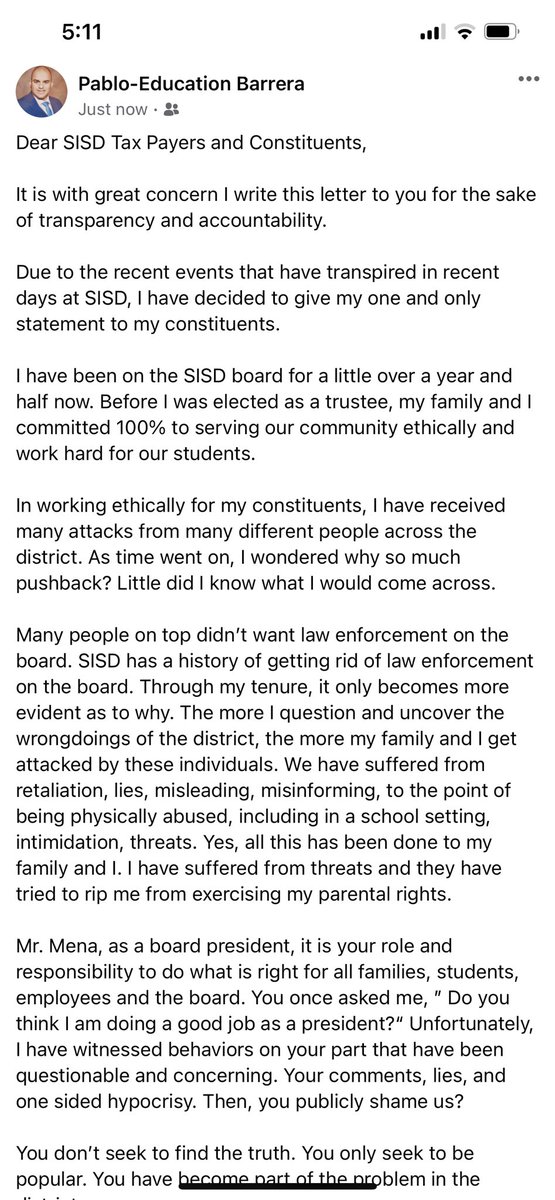 Pablo Barrera SISD TRUSTEE #5 tweet media