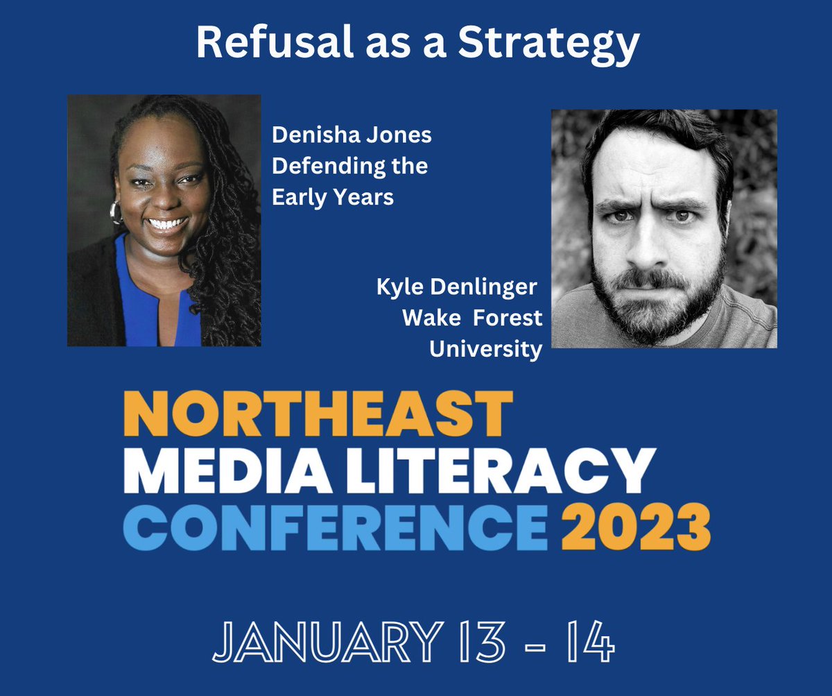 reneehobbs's tweet photo. Edtech shapes the habits of our students in ways that may trouble us. How do educators refuse to use it? What are the possibilities &amp; perils inherent to refusal as a strategy? Join Denisha Jones &amp; @kyledenlinger #NMLC23 https://t.co/1w0rk57YwZ https://t.co/jivb6ZWN6H