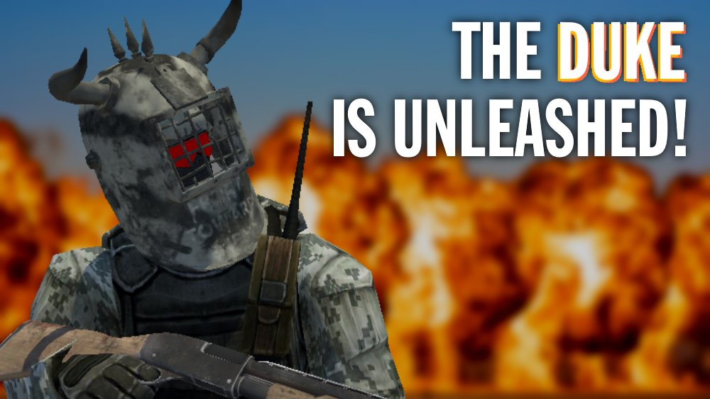 FireZoneVR's tweet photo. THE DUKE has arrived in FireZone! The Duke will bring some friends and fun along with him leading into Season One soon! He comes with his own apocalyptic shotgun model as well! https://t.co/TUow712ILm