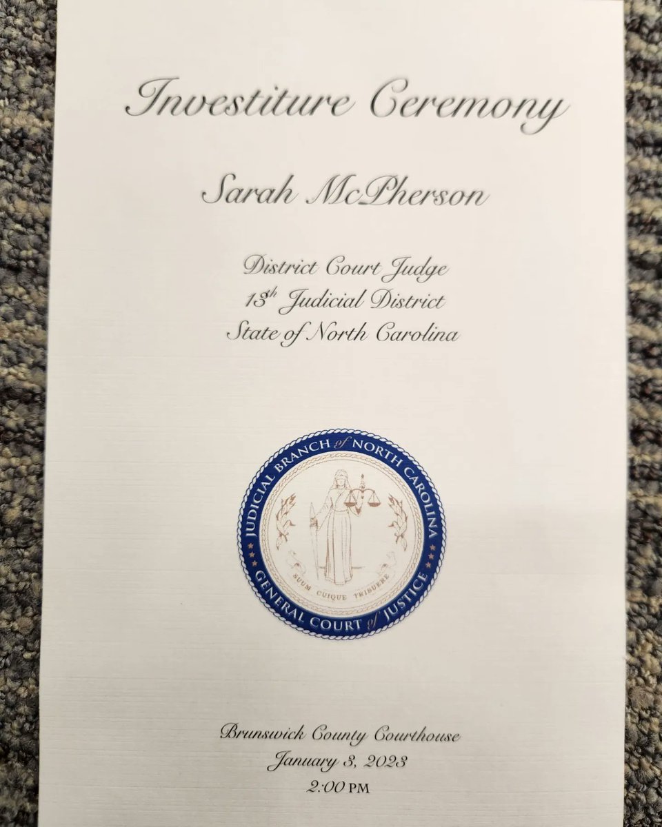 FrankWilliams's tweet photo. Congratulations to newly sworn in District Court Judge Sarah McPherson! #brunsco #colco #Bladen https://t.co/OclCg9Ex5B