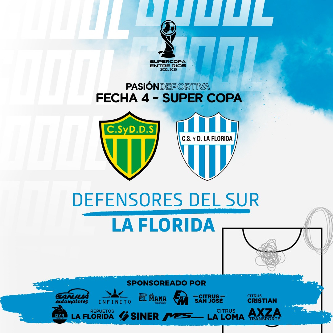 Defensores Del Sur 🆚#LaFlorida ¡Fecha confirmada! La reanudación de la #SuperCopa de Entre Ríos para el conjunto de la colonia que tendrá el debut de su entrenador, César Fernández, será este domingo 8 en Federal. (Posiblemente 17h).
