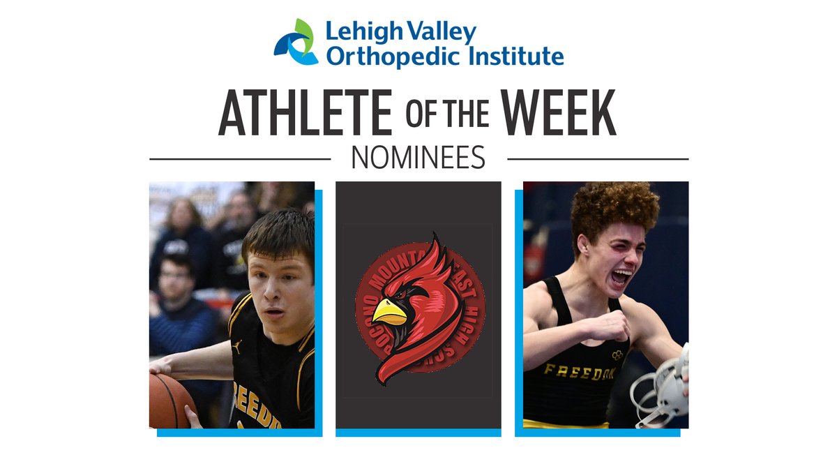 ATHLETE OF THE WEEK
Time to vote for this week's boys nominees! #LVHNaotw #lvvarsity
➡️ Nick Ellis <a href="/pickleballing/">Nick Ellis</a> <a href="/FHSBasketball1/">Freedom Hoops</a> <a href="/fhssportsBASD/">Freedom High School Athletics</a>
➡️ Sebastian Fermin <a href="/PMECardinals/">PMECardinals</a>
➡️ CJ Horvath <a href="/FHSWrestlingPA/">Freedom Wrestling</a> <a href="/fhssportsBASD/">Freedom High School Athletics</a>

mcall.com/sports/athlete…