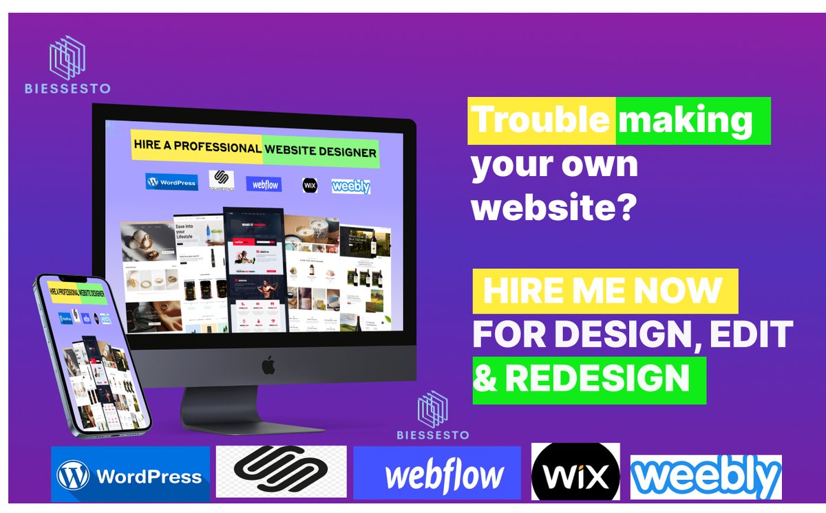HrhBiessesto's tweet photo. Hire a professional website designer!!
#websitedesign #websitedesigner #landingpage #wordpress #figma #wix
#webflow #shopifywebsite #Clickfunnels20 https://t.co/MTfqtZyTOy