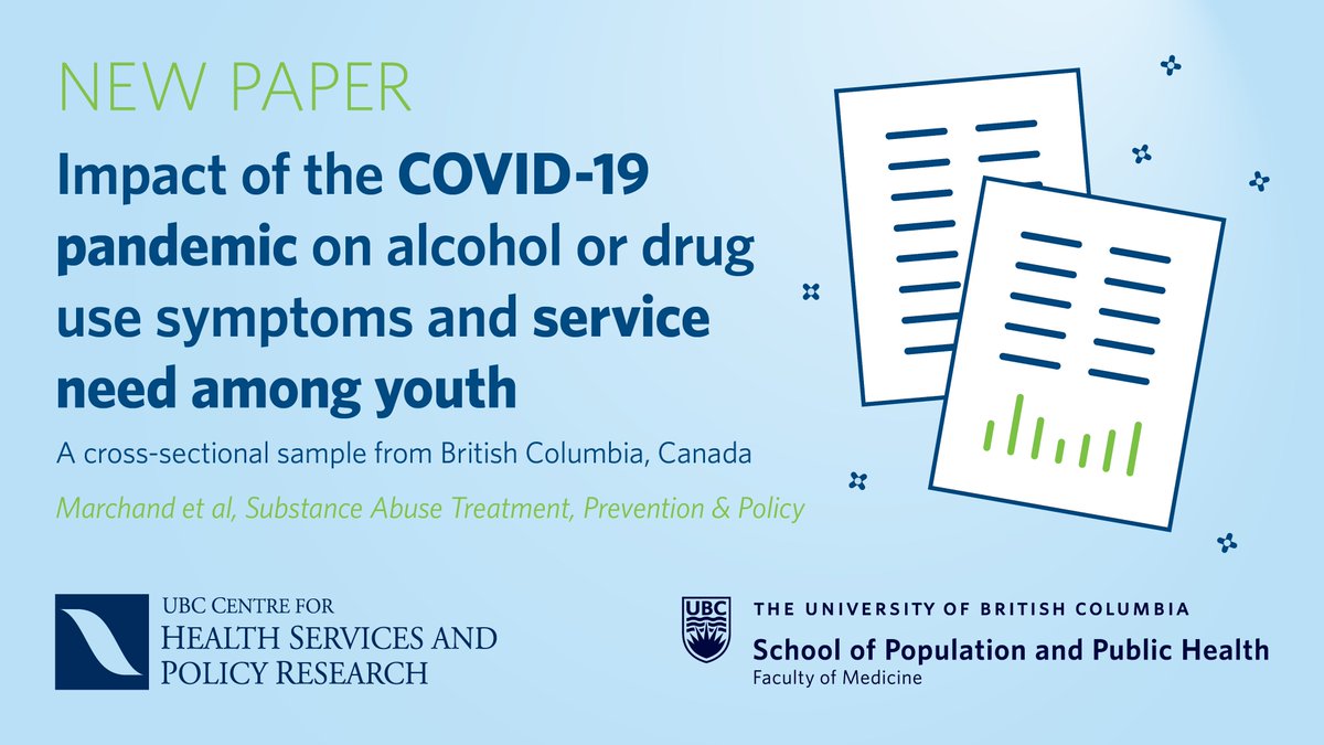 .@kirstenmb604 and coauthors from @Foundrybc @CHEOSNews @UBCOSOT used #ITS to assess how the pandemic impacted alcohol or drug use symptoms among youth accessing services. Read the paper at rdcu.be/c2Ipu. @skye_barbic @docstevemathias