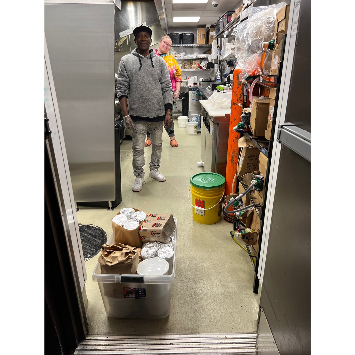 Special delivery to an undisclosed location to feed 60 migrants dropped here in below zero weather just a week ago thanks to <a href="/GregAbbott_TX/">Greg Abbott</a>