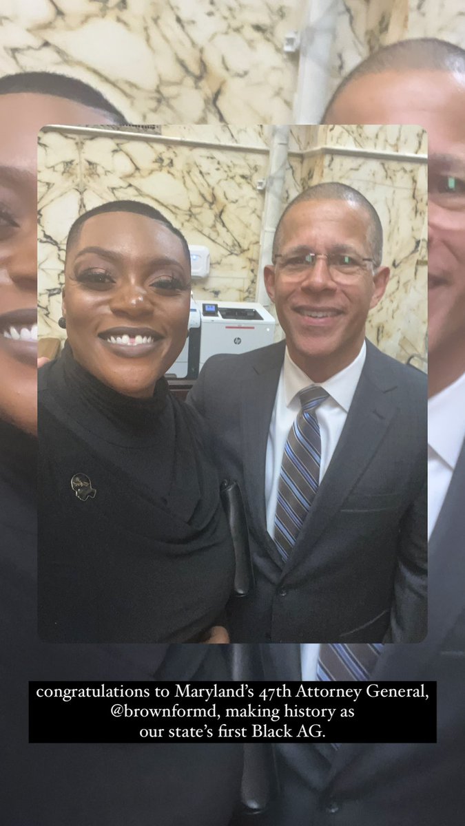 Uu. (@oneufuoma) on Twitter photo Such an honor to attend the swearing-in ceremony of Maryland’s 47th Attorney General Anthony Brown. As a Black lawyer, witnessing AG <a href="/BrownforMD/">Anthony G. Brown</a> take the oath of office and assume the role as our state’s first Black Chief Legal Officer was awe-inspiring..
HISTORY. Such an honor to attend the swearing-in ceremony of Maryland’s 47th Attorney General Anthony Brown. As a Black lawyer, witnessing AG <a href="/BrownforMD/">Anthony G. Brown</a> take the oath of office and assume the role as our state’s first Black Chief Legal Officer was awe-inspiring..
HISTORY.