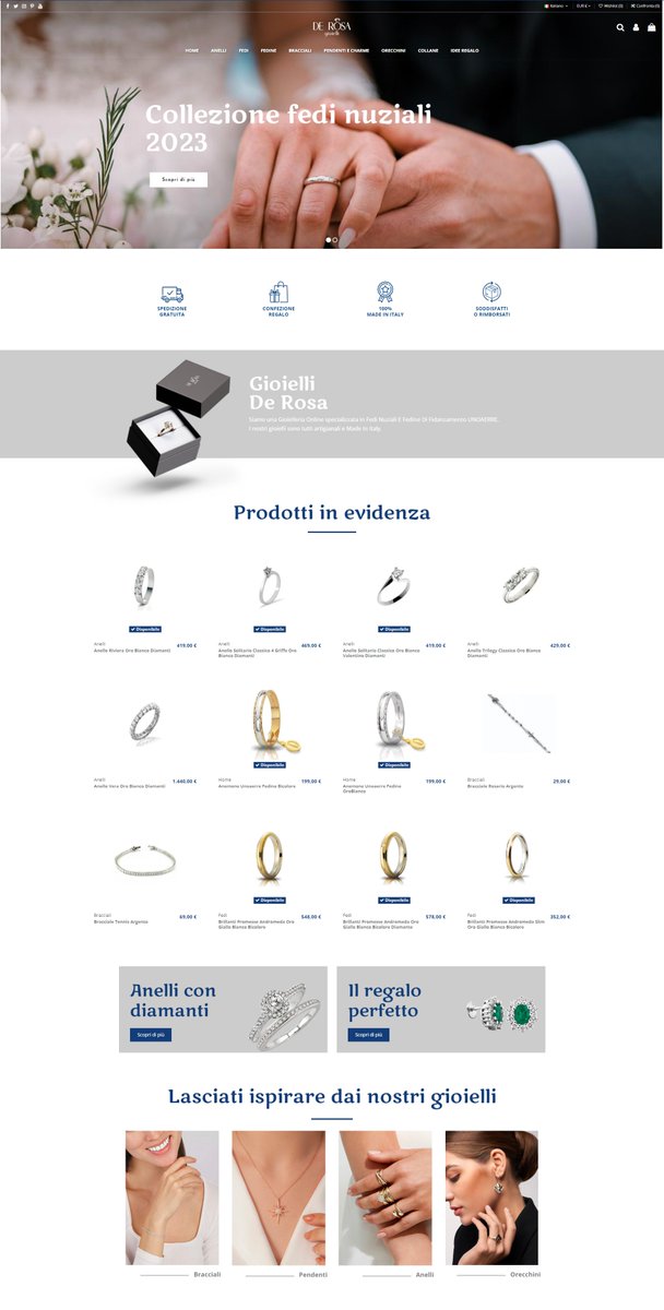 LuciaIsone's tweet photo. ✅Fiera di aver realizzato il sito della Gioielleria De Rosa https://t.co/s4nhaVA6M8 con PrestaShop. 
@GioielliDeRosa è una gioielleria Online specializzata in Fedi Nuziali e Fedine di fidanzamento UNOAERRE. I gioielli in vendita sono tutti artigianali e Made In Italy. https://t.co/cvctWttNKW