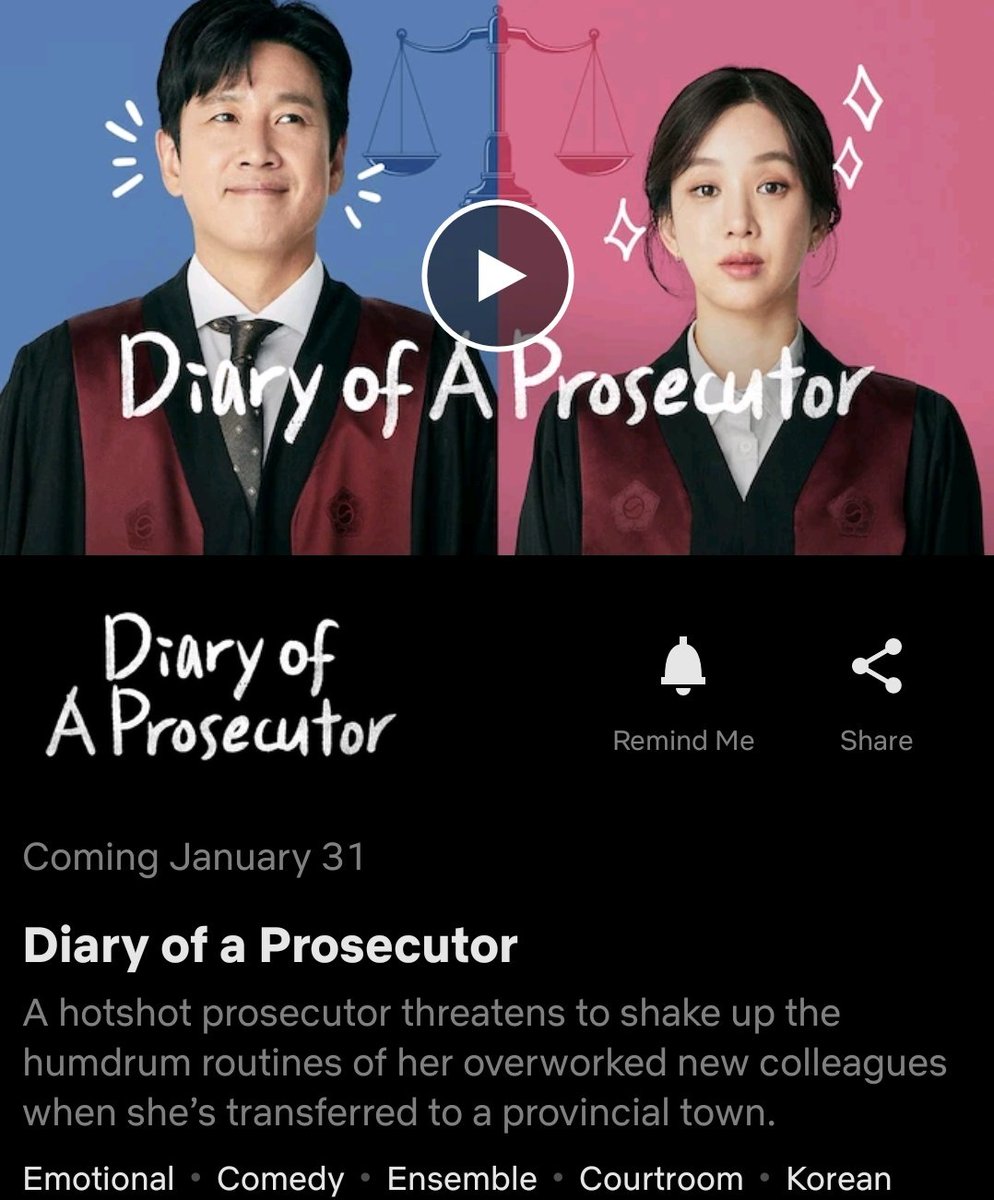 #DiaryOfAProsecutor is coming to Netflix this January 31st!

Your sign to watch this underrated slice of life about the mundane daily routine of prosecutors. #AgeOfYouth writer participated as the creator of this great show 💚
#JungRyeoWon #LeeSunKyun