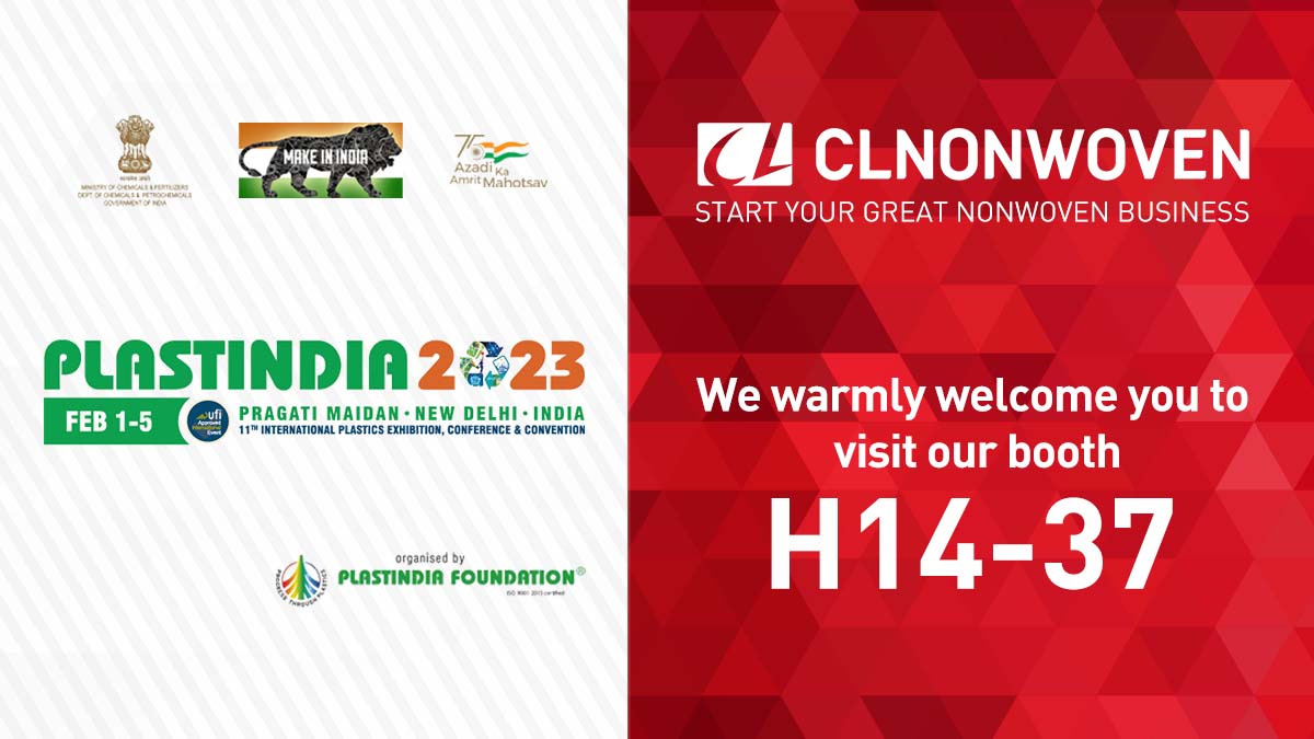 CLnonwoven's tweet photo. Will we see you at  PlastIndia?
Come visit CL teams to learn all about nonwoven fabrics making machines in the packing,medical,filtration,hygiene industry.
FEB. 1 - 5, 2023
New Delhi|India
#packing #medical #filtration #hygiene #nonwovenmanufacturing #nonwovenfabric https://t.co/IJpnJX9iyJ