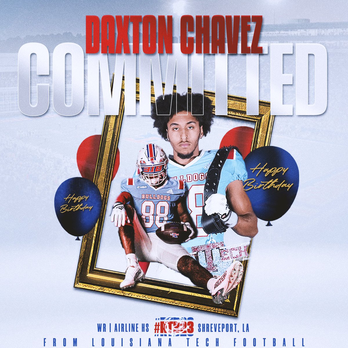 Blessed to see 18 today and excited to announce I’m locked in and staying home!!🐶❤️💙 <a href="/Coachjscog/">Justin Scogin</a> <a href="/Kreyenbuhl11/">Logan Kreyenbuhl</a> <a href="/oTRUEBLUEo/">Coach Wade</a> <a href="/SCumbie_LaTech/">Sonny Cumbie</a> @JBrown_LATech <a href="/anthonyajmauro/">Anthony Mauro</a> <a href="/LATechFB/">LA Tech Football 🏈</a> <a href="/ahsvikes/">Airline Vikings Football</a>