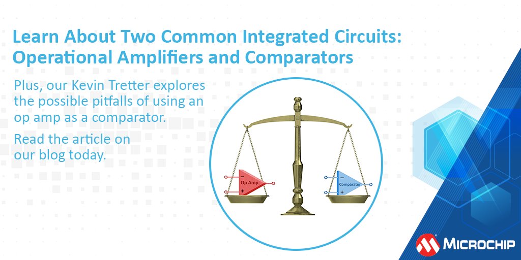 MicrochipTech's tweet image. Can I use an Op Amp as a comparator? Learn more about two common integrated circuits—operational amplifiers and comparators—and explore the possible pitfalls of using an operational amplifier as a comparator. Read the blog: mchp.us/3URqiVw. #opamp #comparator